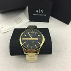 Armani Exchange Hampton AX2122 Men's Chronograph Watch – Black Dial with Gold Stainless Steel Strap