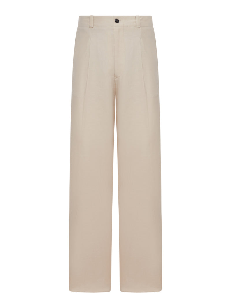 Giorgio Armani Men Straight-Leg Trousers In Linen Blend