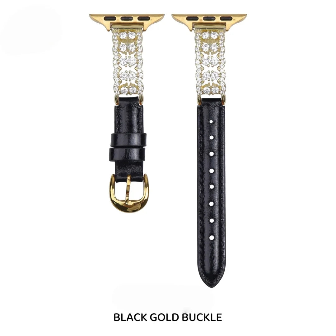 Elegant Rhinestone Leather Strap