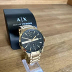 Armani Exchange Hampton AX2122 Men's Chronograph Watch – Black Dial with Gold Stainless Steel Strap
