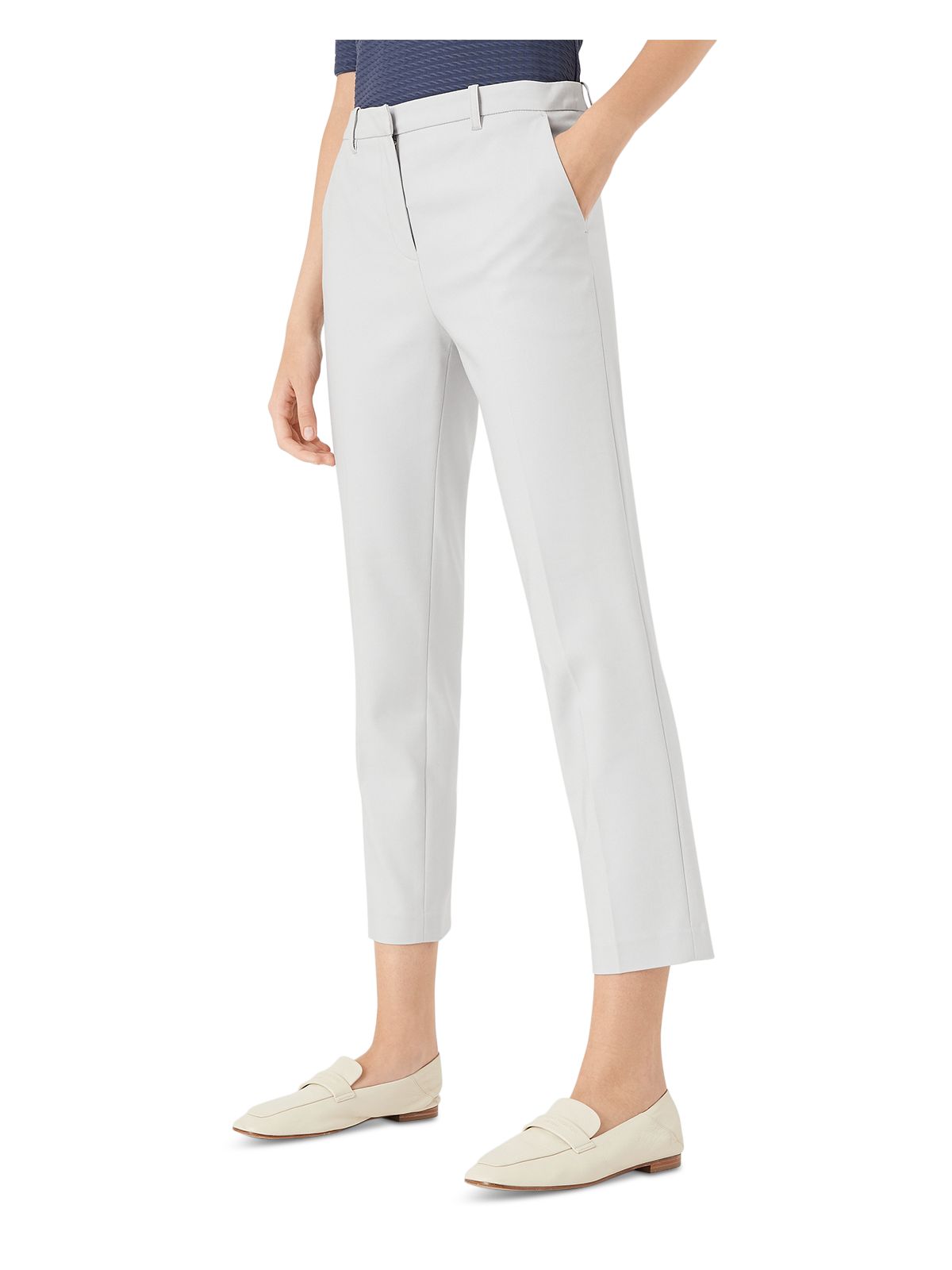 ARMANI Womens Beige Stretch Zippered Pocketed Cropped Wear To Work Straight leg Pants