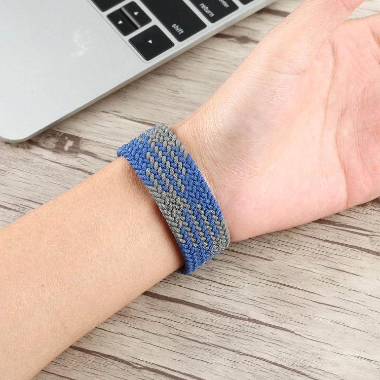 Plastic Buckle Mixed Color Nylon Braided Single Loop Watch Band For Apple Watch Series 9&8&7 41mm / SE 3&SE 2&6&SE&5&4 40mm / 3&2&1 38mm, Size:L(Checkered Blue Green)