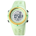 skmei-1773-triplicate-round-led-dual-time-digital-display-colorful-backlight-electronic-watchlight-green