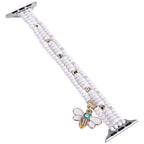 3-row Beads Watch Band For Apple Watch Series 9&8&7 41mm / SE 3&SE 2&6&SE&5&4 40mm / 3&2&1 38mm(White)