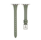 For Apple Watch Series 10 42mm T-shaped Slim Genuine Leather Watch Band(Light Green)