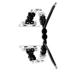For Apple Watch Series 8 41mm Paracord Row Beads Drawstring Braided Watch Band(Black)