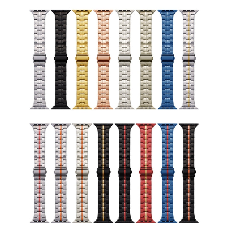 For Apple Watch 42mm Stainless Steel Watch Band(Silver Gold)
