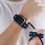 For Apple Watch Series 9 45mm Screw Nut Braided Paracord Watch Band(Blue)