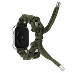 For Apple Watch Series 7 45mm Screw Nut Braided Paracord Watch Band(Green)