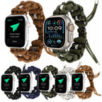 For Apple Watch Series 9 45mm Screw Nut Braided Paracord Watch Band(Blue)
