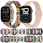 For Apple Watch Series 9 41mm Slim Magnetic Buckle Nylon Braided Watch Band(Starlight Black)