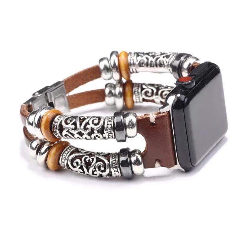 Boho-Leather Steel Bracelet Band For Apple Watch Multiple Colors Available