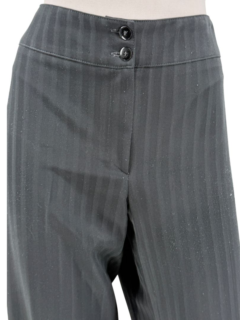 Armani Collezioni Black Pinstripe Wide-Leg Pants – Size 12
