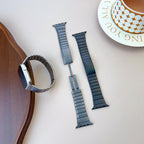 For Apple Watch 46mm / 49mm / 45mm / 44mm Curved Side Detachable Stainless Steel Watch Band(Titanium)