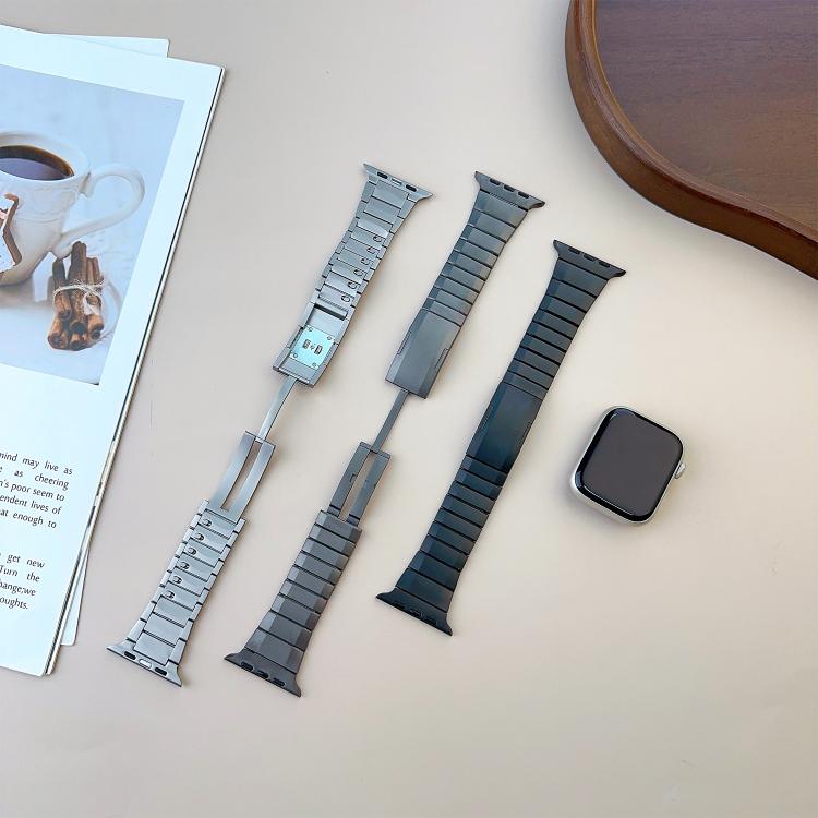 For Apple Watch 46mm / 49mm / 45mm / 44mm Curved Side Detachable Stainless Steel Watch Band(Titanium)