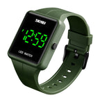 skmei-1541-fashion-led-watch-square-couple-model-waterproof-electronic-watch-silicone-watchgreen