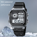 SKMEI 1998 Transparent Shell Ice Sensor Outdoor Sports Waterproof Multi-function Watch(Black)