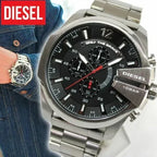 Diesel DZ4308 Mega Chief Chronograph Men's Watch – Black Dial & Silver Stainless Steel Strap
