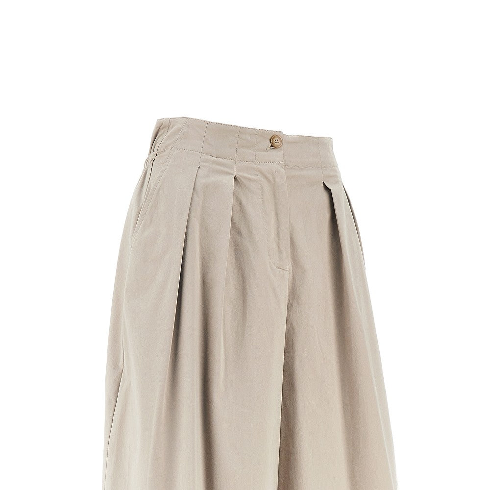 Emporio Armani Stretch Cotton Cropped Pants Beige Women