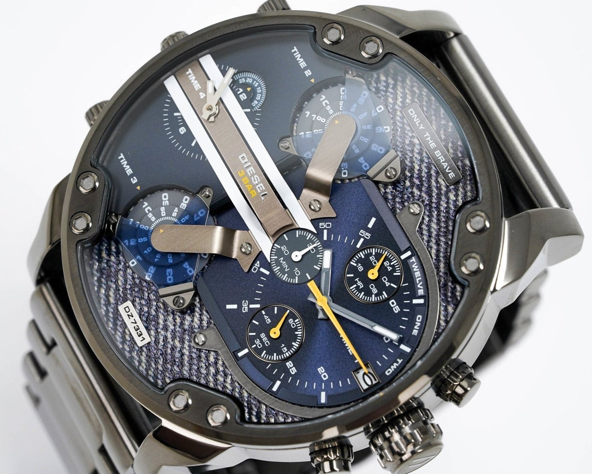Diesel DZ7331 Big Daddy 2.0 Chronograph Men's Watch – Blue Dial & Grey Stainless Steel Strap