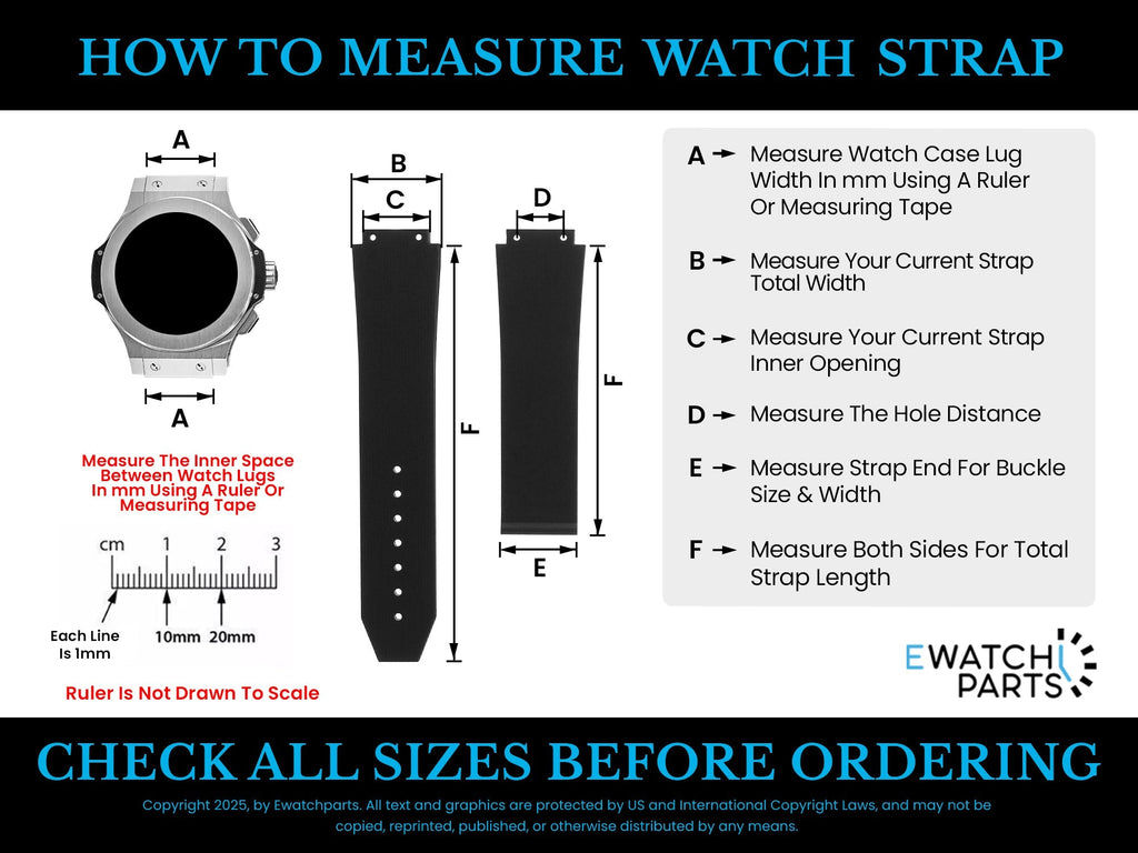 24-25MM RUBBER WATCH STRAP BAND FOR HUBLOT FUSION BIG BANG 44-44.5-45MM CERAMIC